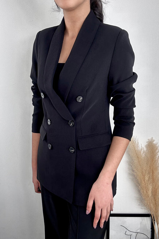 Blazer Noir à boutonnage croisé Eva